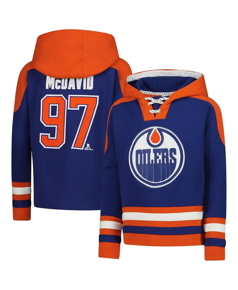 Outerstuff Big Boys and Girls Connor McDavid Royal Edmonton Oilers Must-Have V-Neck Name Number Pullover Hoodie