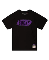 Mitchell & Ness Men's Black Milwaukee Bucks Hardwood Classics Monochrome T-Shirt