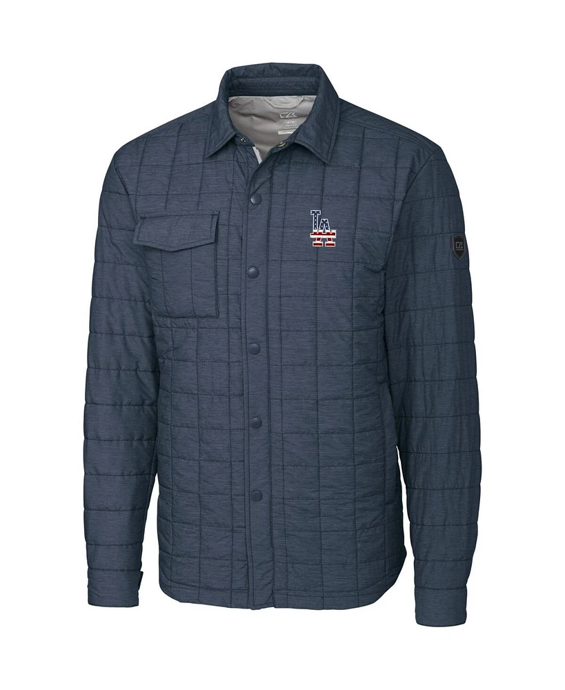 Cutter & Buck Men's Gray Los Angeles Dodgers Americana Rainier Full-Snap Shirt Jacket