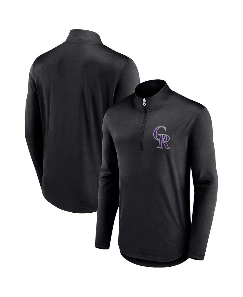 Fanatics Men's Black Colorado Rockies Tough Minded Lightweight Quarter-Zip Pullover Sweatshirt