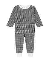 Malabar Baby Big Boys Organic Cotton 2PC Pajama Set, Greenwich (Black & White)