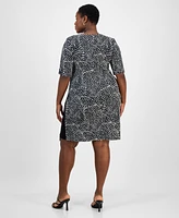 Connected Plus Contrast-Side Sheath Dress
