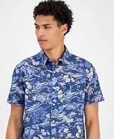 Sun + Stone Men's Marley Short Sleeve Abstract Print Button-Front Shirt, Exclusively at Macy's