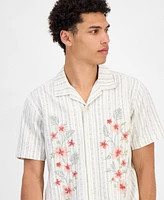 Sun + Stone Men's Luke Short Sleeve Striped Floral Button-Front Camp Shirt, Exclusively at Macy's