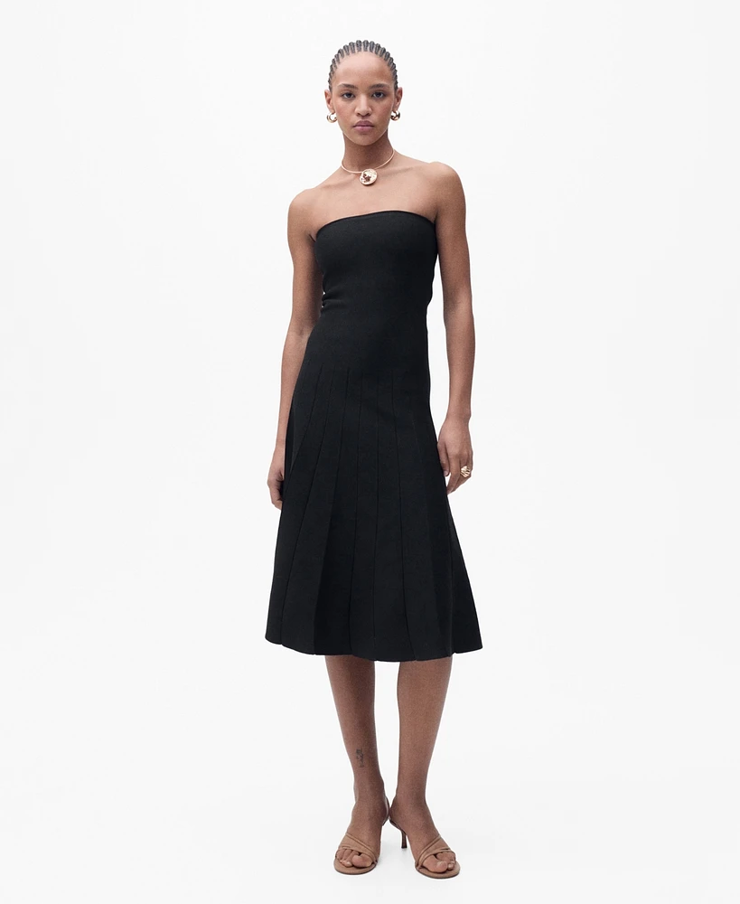 Mango Women's A-Line Knit Strapless Dress