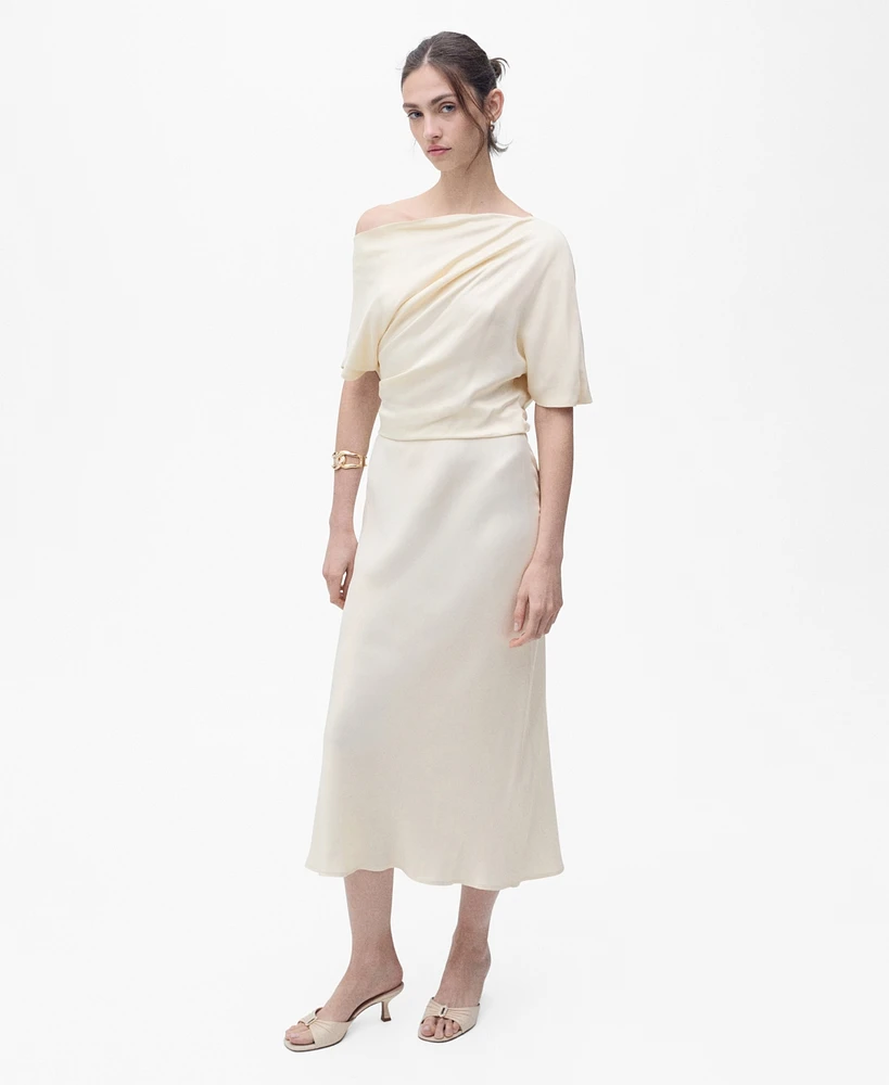Mango Women's Draped Asymmetrical Midi Dress