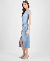 Guess Women's Mila Denim Front-Slit Midi Skirt