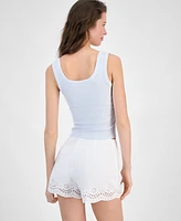 Guess Women's Ribbed Triangle-Logo Tank