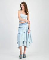 Guess Women's Nikki Denim Tie-Back Cropped Top