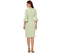 Adrianna Papell Women's Tie-Front Bell-Sleeve Sheath Dress