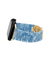 Anne Klein Women's Light Blue Marbleized Acetate Bracelet Band for Apple Watch 10 38/40/41mm