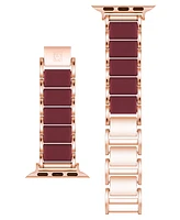 Anne Klein Women's Burgundy Rubberized Link with Rose Gold-Tone Alloy Metal Band for Apple Watch 10 38/40/41mm