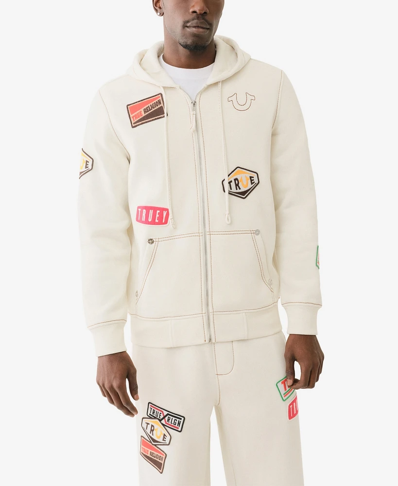 True Religion Men's Patch Big Full Zip Hoodie