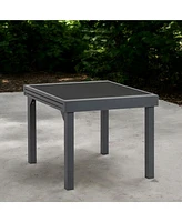 35" Square Metal Extendable Outdoor Side Table