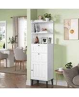 White Bathroom Storage Cabinet with 2 Drawers, 2 Shelves, and 1 Door