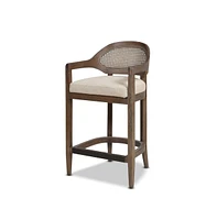 Mid-Century Modern 26" Counter Stool, 1PK Cane Back Bar Chair, Solid Oak Frame for Kitchen Island & Home Bar-The Pop