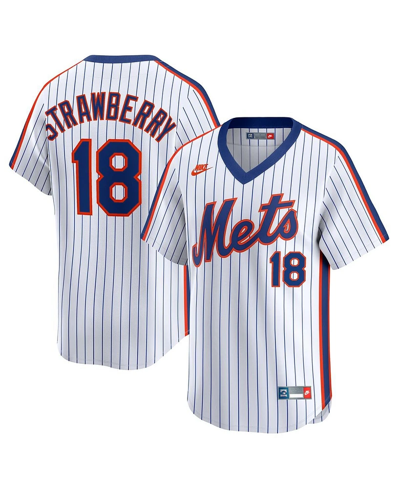 Nike Men's Darryl Strawberry White New York Mets Throwback Cooperstown Collection Limited Jersey