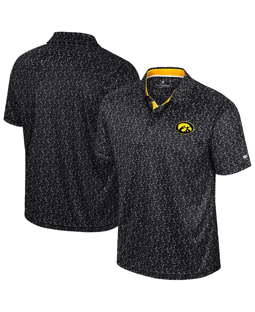 Colosseum Men's Black Iowa Hawkeyes Sublimated Golf Polo Shirt