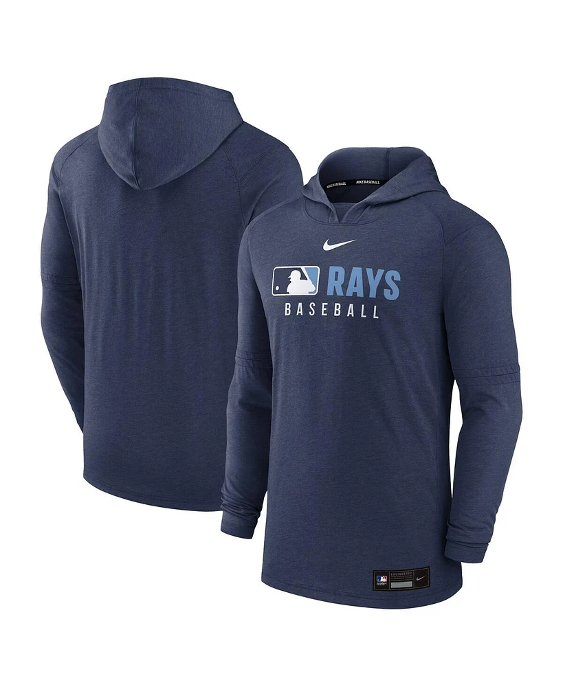 Nike Men's Heather Navy Tampa Bay Rays Authentic Collection Tri-Blend Performance Pullover Hoodie