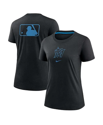 Nike Women's Black Miami Marlins Authentic Collection Early Work Tri-Blend T-Shirt