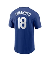 Nike Men's Yoshinobu Yamamoto Royal Los Angeles Dodgers Fuse Name Number T-Shirt