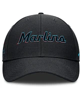 Nike Men's Black Miami Marlins Rise Gaberdine Adjustable Hat