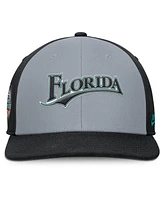 Nike Men's Gray/Black Florida Marlins Cooperstown Collection Pro Performance Snapback Hat