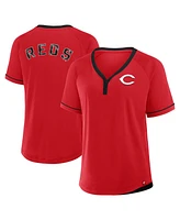 Fanatics Women's Red Cincinnati Reds League Diva Star Raglan V-Neck T-Shirt