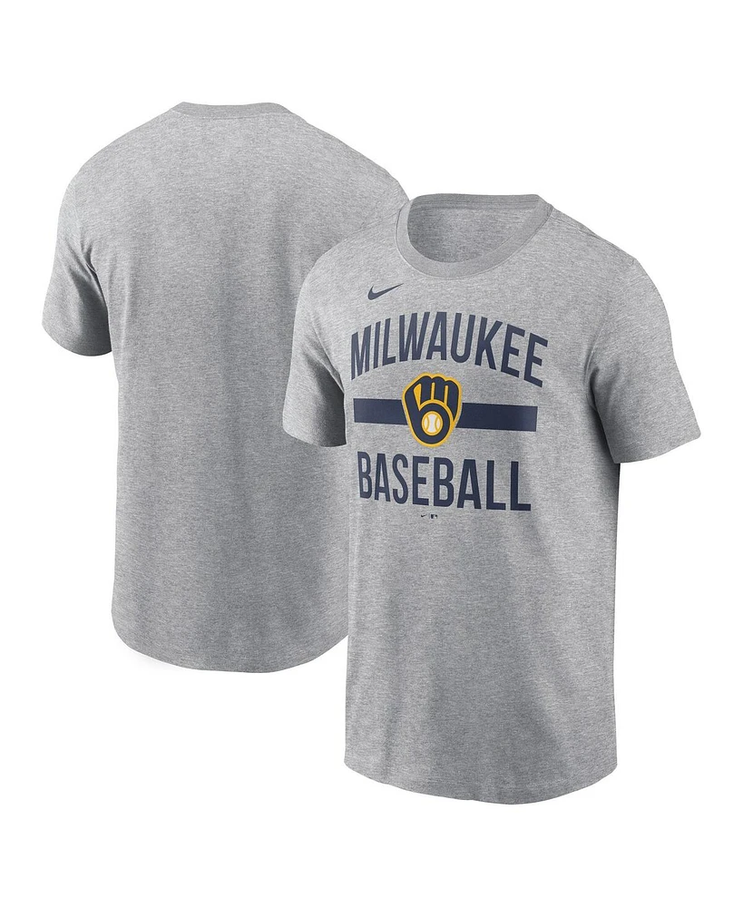 Nike Men's Heather Gray Milwaukee Brewers Arched T-Shirt