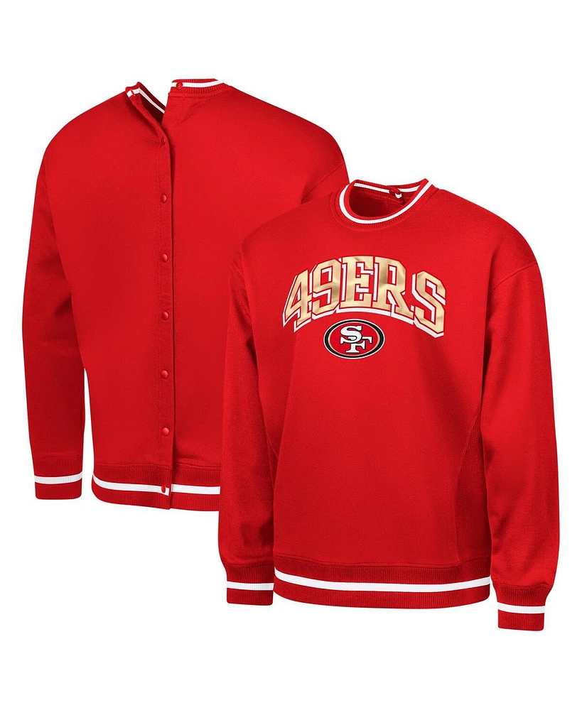 G-iii Sports by Carl Banks Men's Scarlet San Francisco 49ers Adaptive Blocker Fleece Pullover Sweatshirt