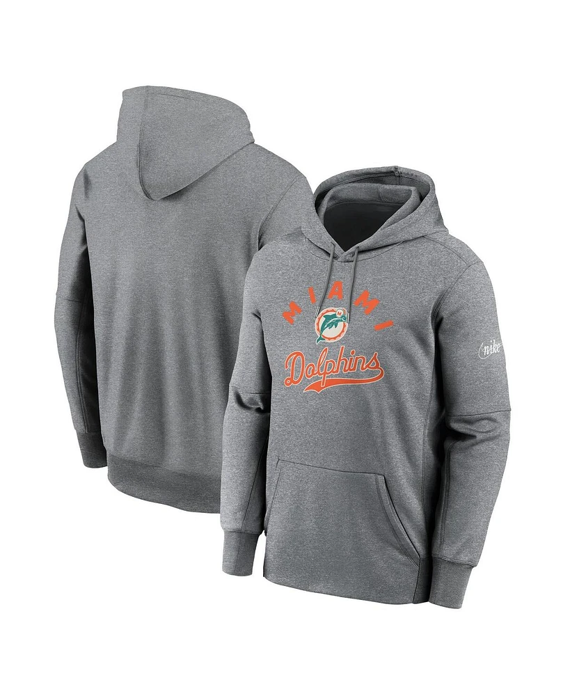 Nike Men's Heather Gray Miami Dolphins Performance Fleece Pullover Hoodie