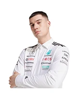 Adidas Men's White Mercedes-amg Petronas F1 Team Wear Long Sleeve Polo Shirt