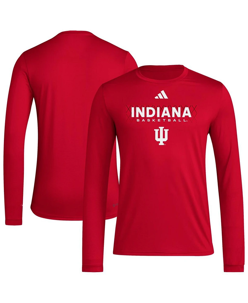 Adidas Men's Crimson Indiana Hoosiers Locker On-Court the Fade Long Sleeve T-Shirt