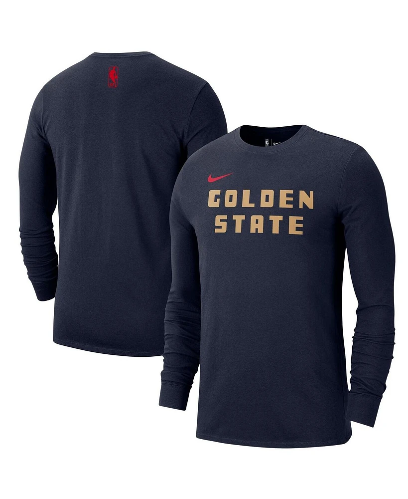 Nike Men's Navy Golden State Warriors 2024/25 City Edition Essential Logo Long Sleeve T-Shirt