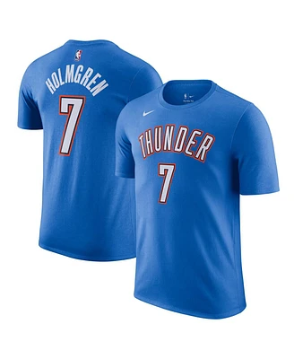 Nike Men's Chet Holmgren Blue Oklahoma City Thunder Icon Edition Name Number T-Shirt