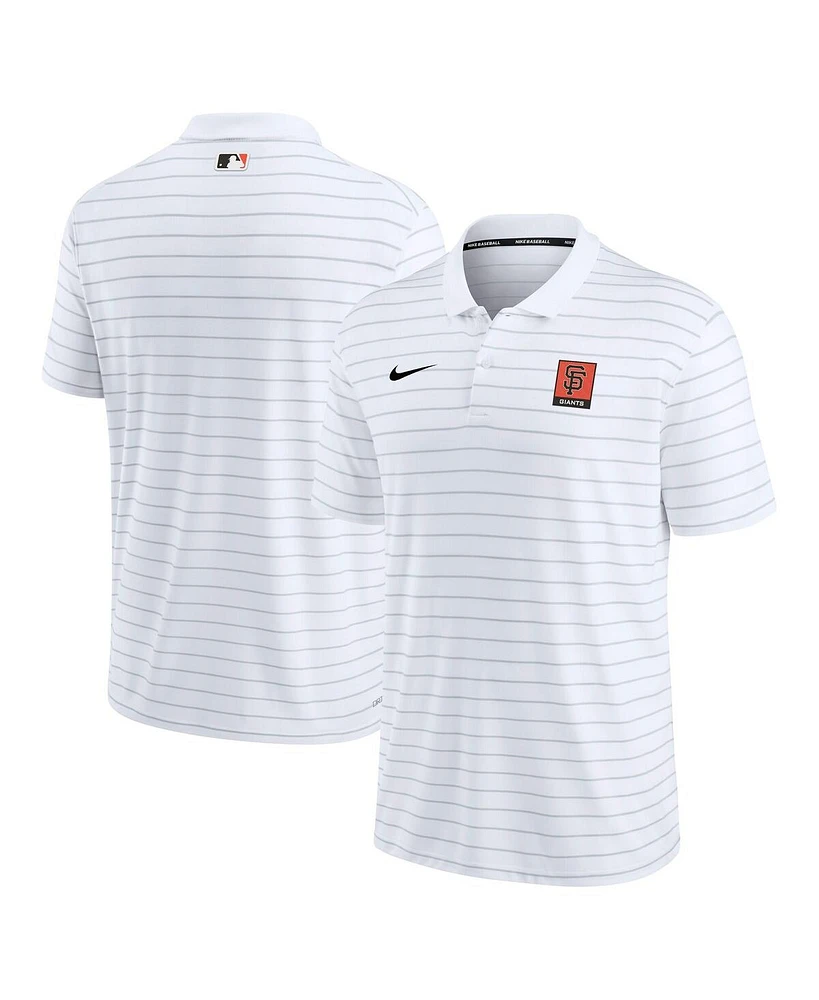 Nike Men's White San Francisco Giants Striped Polo Shirt