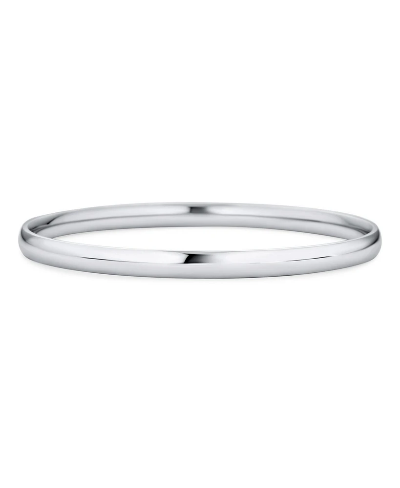 Bling Jewelry Domed Stackable 5MM Round Smooth Polished Bangle Bracelet Rose Gold Plated Stainless Steel 8 Inch