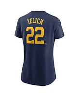 Nike Women's Christian Yelich Navy Milwaukee Brewers Fuse Name Number T-Shirt