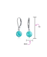 Bling Jewelry Simple Basic Round 8MM Bead Ball Drop Dangle Earrings Secure Hinge Lever back .925 Sterling Silver