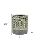 Round Geometric Ceramic Planter – Stylish Pot for Indoor & Outdoor Plants