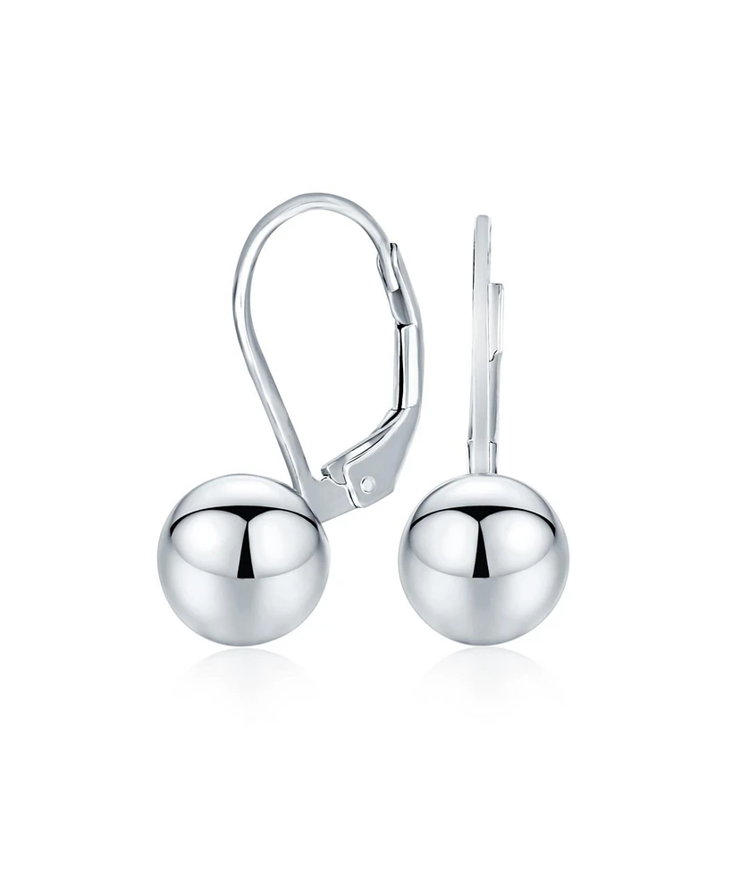 Bling Jewelry Classic Simple Basic Lever Back Round Bead Ball Drop Earrings .925 Sterling Silver