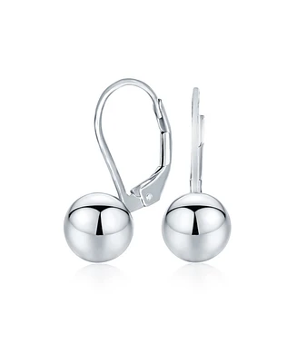 Bling Jewelry Classic Simple Basic Lever Back Round Bead Ball Drop Earrings .925 Sterling Silver