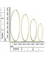 Bling Jewelry Timeless Minimalist Endless Continuous Lightweight Simple Thin 3MM Tube Hoop Earrings Yellow Gold Plated Brasss Finish 2 Inch Diameter