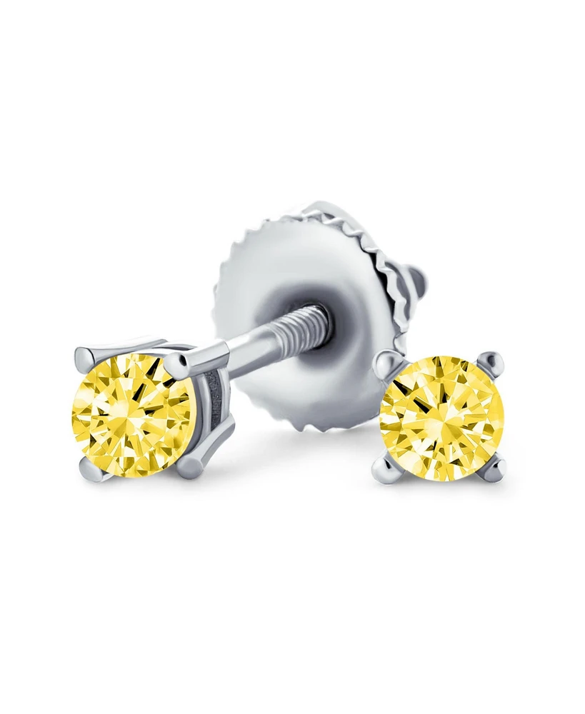 Bling Jewelry Minimalist Tiny 0.25CTW Cz Cubic Zirconia Solitaire Cartilage Stud Earrings .925 Sterling Silver Screw back