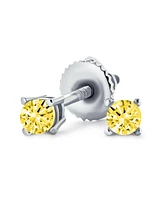 Bling Jewelry Minimalist Tiny 0.25CTW Cz Cubic Zirconia Solitaire Cartilage Stud Earrings .925 Sterling Silver Screw back