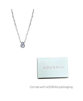 Adornia Fine Labradorite Rosary with Pear Center Stone Necklace black rhodium .925 sterling silver