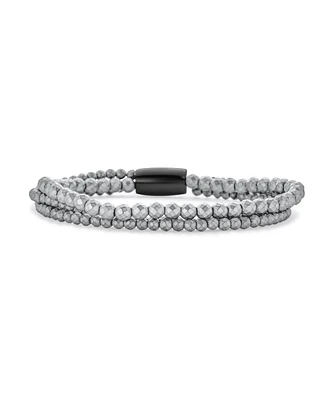 Bling Jewelry Stacked Fashion Metallic Grey Faceted Multi Strand Hematite Bead Bracelet Energy Therapy Bracelet Stress Anxiety Bracelet