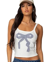 Edikted Women's Harpa Gingham Bow Tank Top