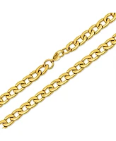 Bling Jewelry Heavy Duty Biker Jewelry Solid Curb Link Chain Necklace Gold Tone Stainless Steel 30 Inch 8MM