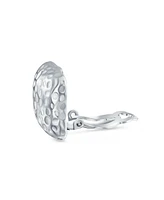 Bling Jewelry Geometric Casual Fashion Speckle Hammered Square Clip On Earrings Silver Gold Plated For Non Pierced Ears